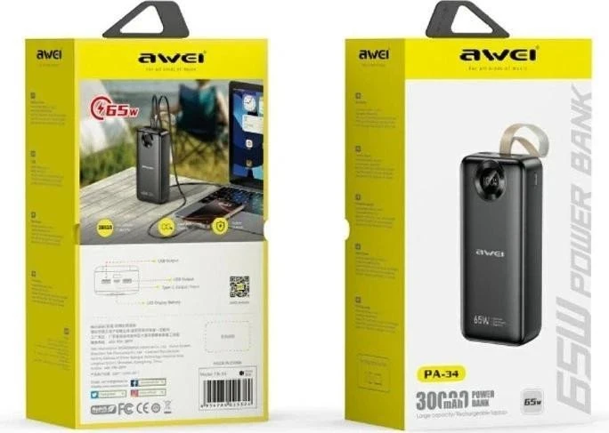 Awei PA-34 30000mAh 65W Black (6954284025324) (UA)