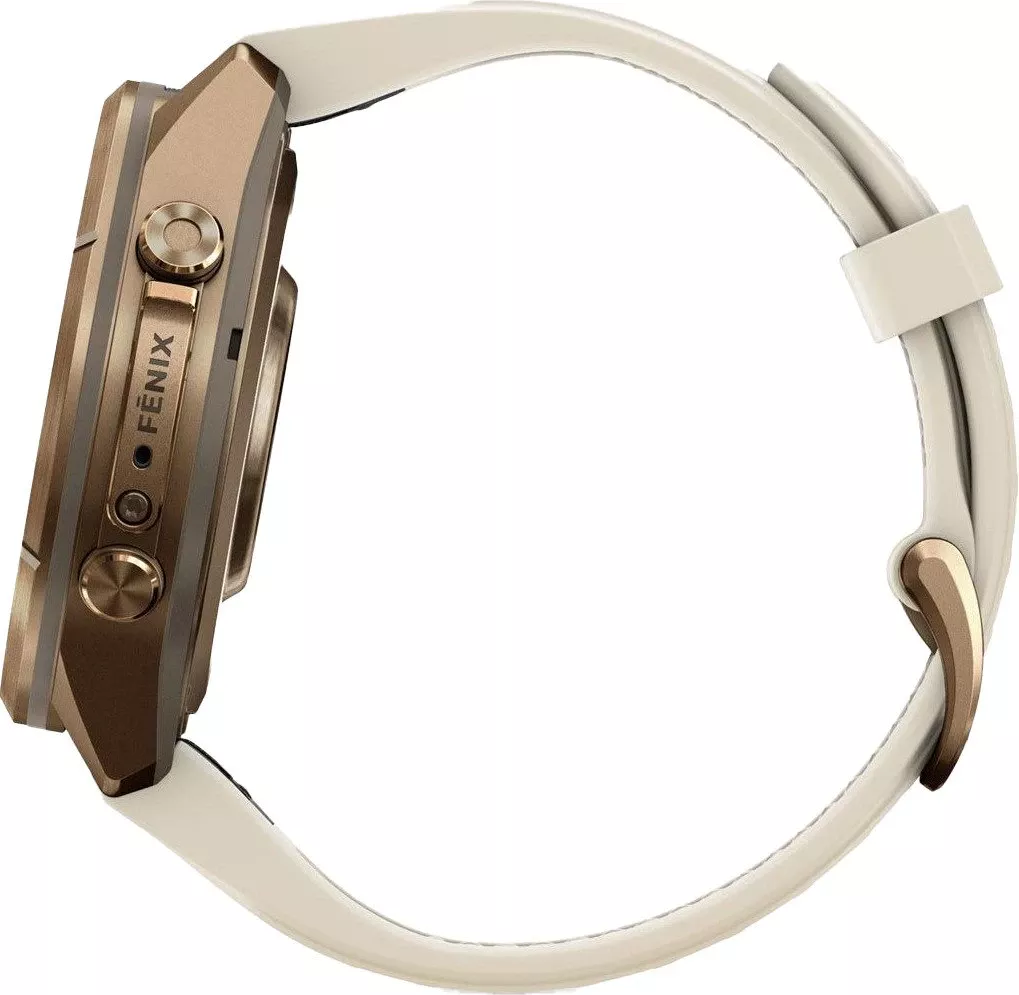 Смарт-годинники Garmin Fenix 9 Pro 43mm Autumn Gold Titanium з кремовим/французьким сірим силіконовим ремінцем (010-04335-25/26)