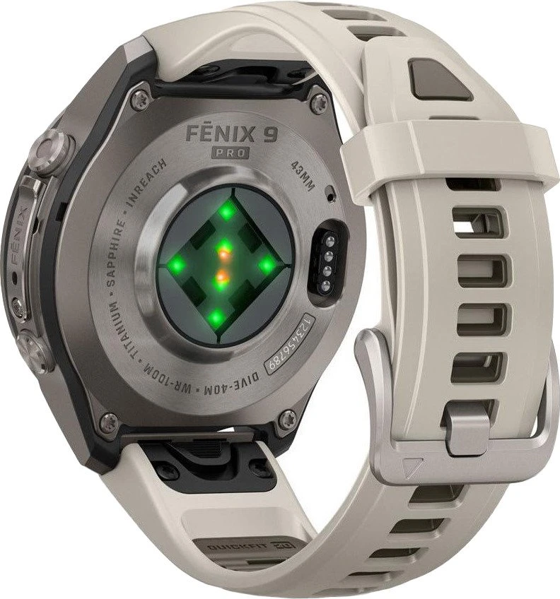 Смарт-годинники Garmin Fenix 9 Pro inReach 43mm Titanium з Fog Gray/Dark Sandstone силіконовим ремінцем (010-04335-80/81)