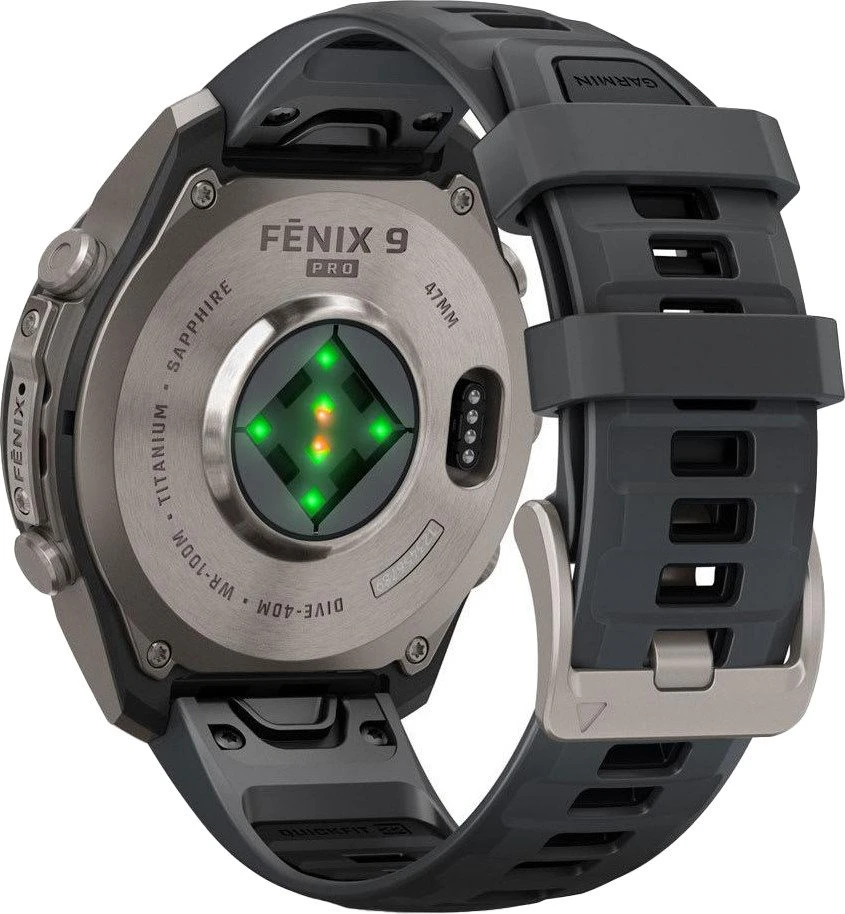 Смарт-годинники Garmin Fenix 9 Pro inReach 47mm Titanium з графітовим/чорним силіконовим ремінцем (010-04336-20/21)