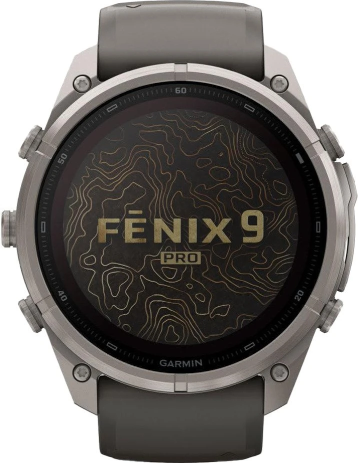 Смарт-годинник Garmin Fenix 9 Pro inReach Solar 51 мм Титан з силіконовим ремінцем Pebble Gray/Silver Gray (010-04339-00/01)