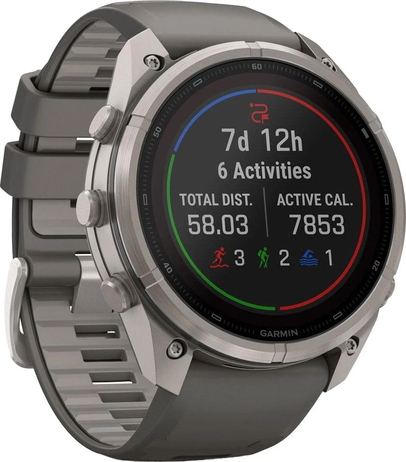 Смарт-годинник Garmin Fenix 9 Pro inReach Solar 51 мм Титан з силіконовим ремінцем Pebble Gray/Silver Gray (010-04339-00/01)