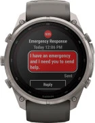 Смарт-годинник Garmin Fenix 9 Pro inReach Solar 51 мм Титан з силіконовим ремінцем Pebble Gray/Silver Gray (010-04339-00/01)