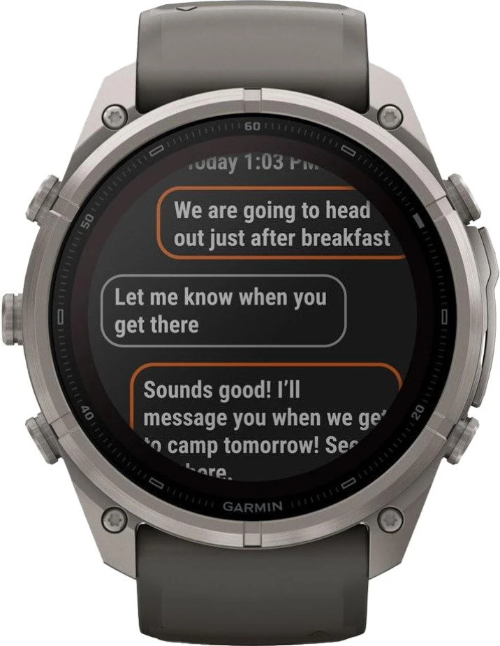 Смарт-годинник Garmin Fenix 9 Pro inReach Solar 51 мм Титан з силіконовим ремінцем Pebble Gray/Silver Gray (010-04339-00/01)