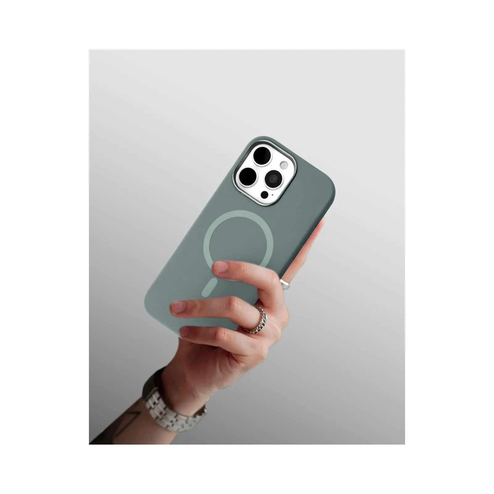 Чохол для мобільного телефона BeCover FIBRA Silicone OmniMag Apple iPhone 16 Pro Max Gray (716236) (UA) Матеріал: силікон