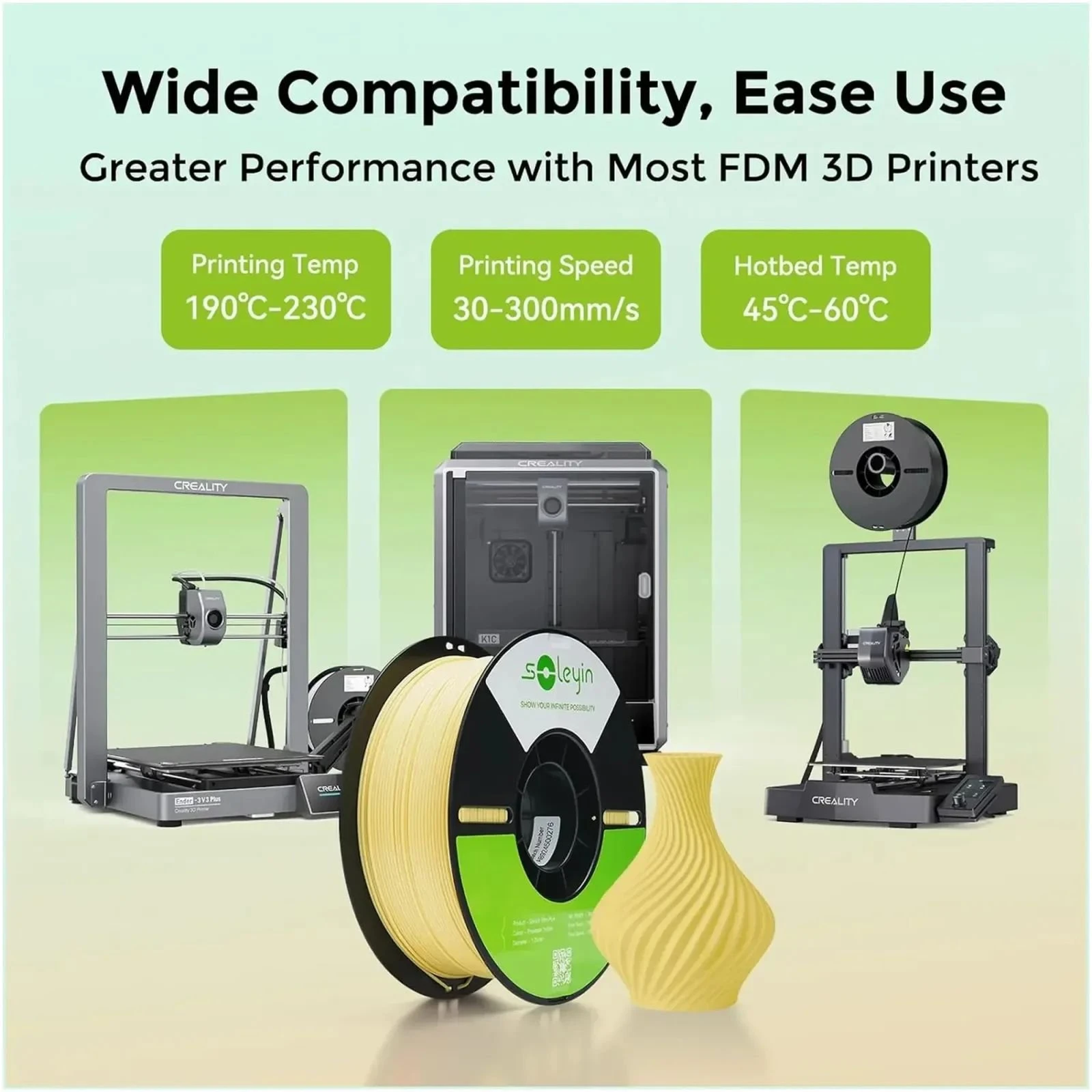 Пластик для 3D-принтера Creality Soleyin PLA ULTRA 1kg, 1.75mm, чорний (3301010500) (UA)