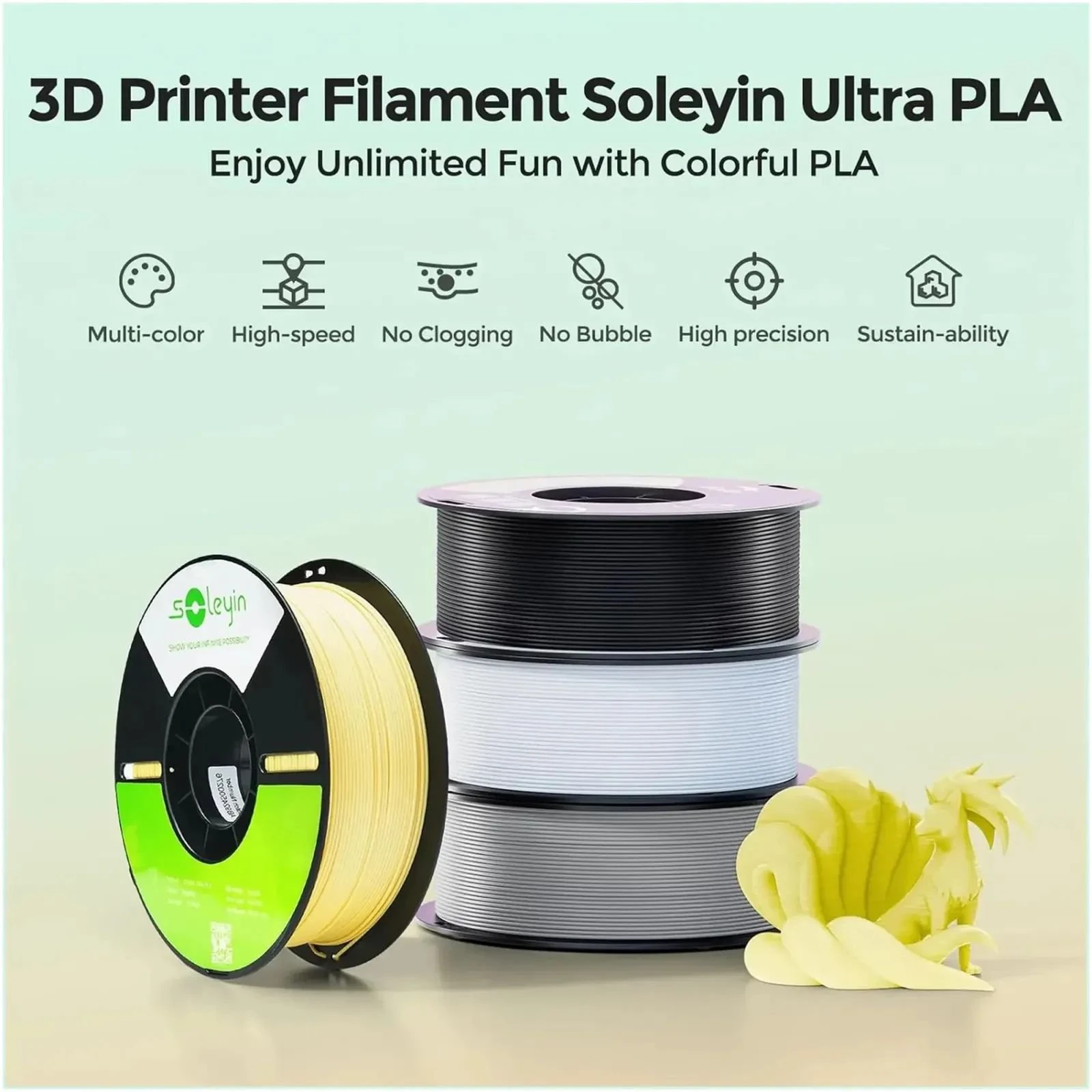 Пластик для 3D-принтера Creality Soleyin PLA ULTRA 1kg, 1.75mm, blue ocean (3301010502) (UA) Тип пластику: ULTRA PLA; Діаметр: 1.75