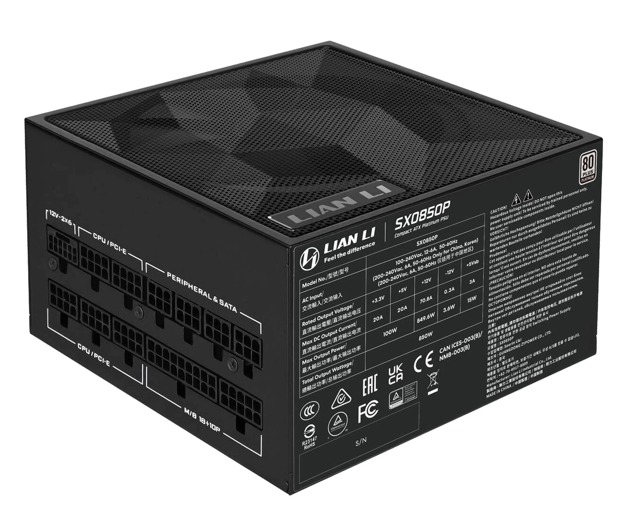 Lian Li SX Series 850W 80 Plus Platinum ATX 3.1 (NELI-043/G9P.SX0850P.B000.EU) EU