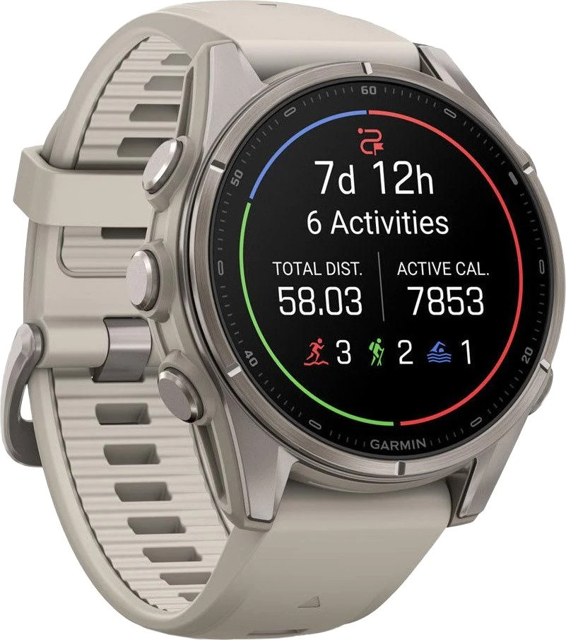 Смарт-годинники Garmin Fenix 9 43mm Titanium with Fog Gray Silicone Band (010-04761-00/01) Лінійка: Fenix 9; Тип: