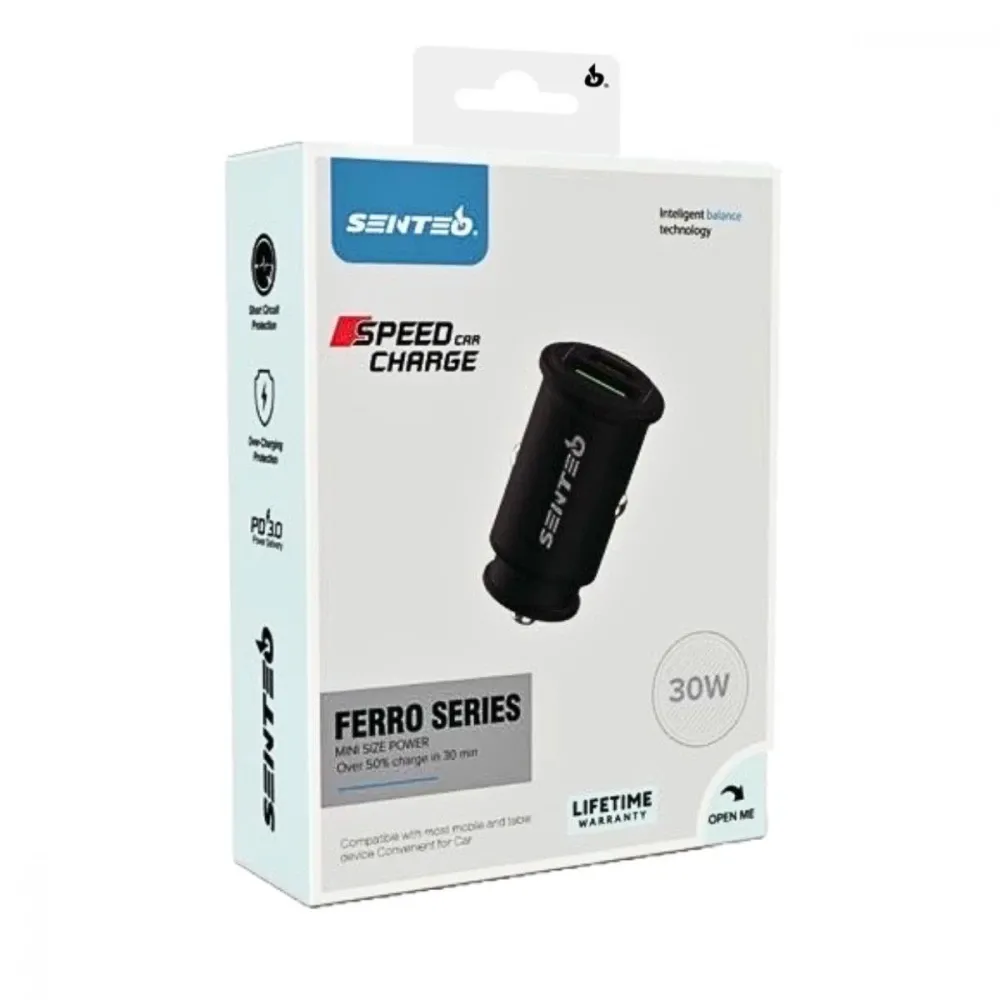 Автомобільний зарядний пристрій SENTEO Q-02 USB + USB-C PD/QC 30W 3A Black Вид: Автомобільний зарядний