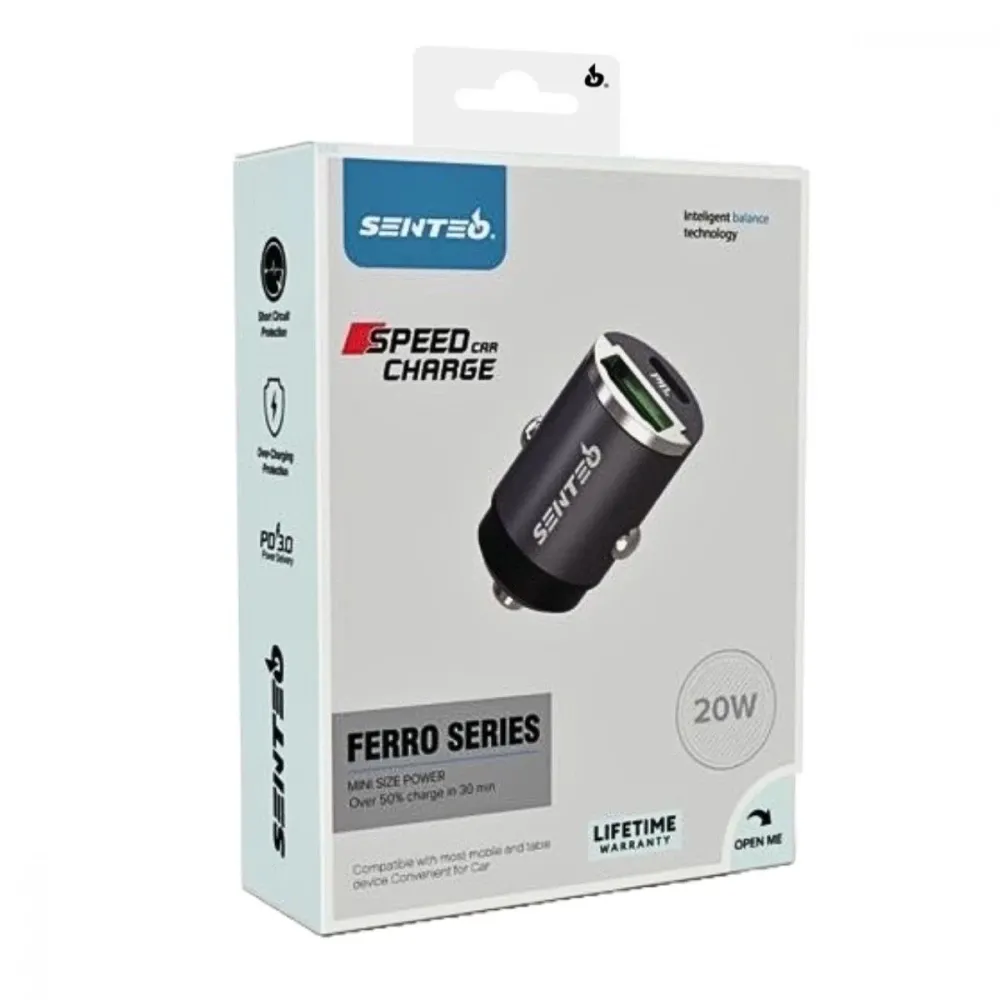 Автомобільний зарядний пристрій SENTEO Q-01 USB + USB-C PD/QC 20W 3A Grey Вид: Автомобільний зарядний