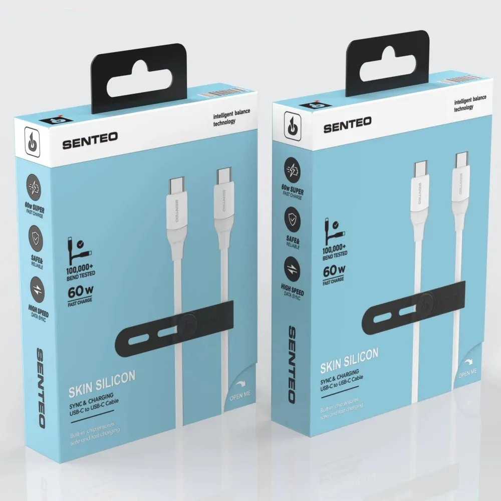 Кабель SENTEO SL-07 60W Type-C to Type-C 1.2m White