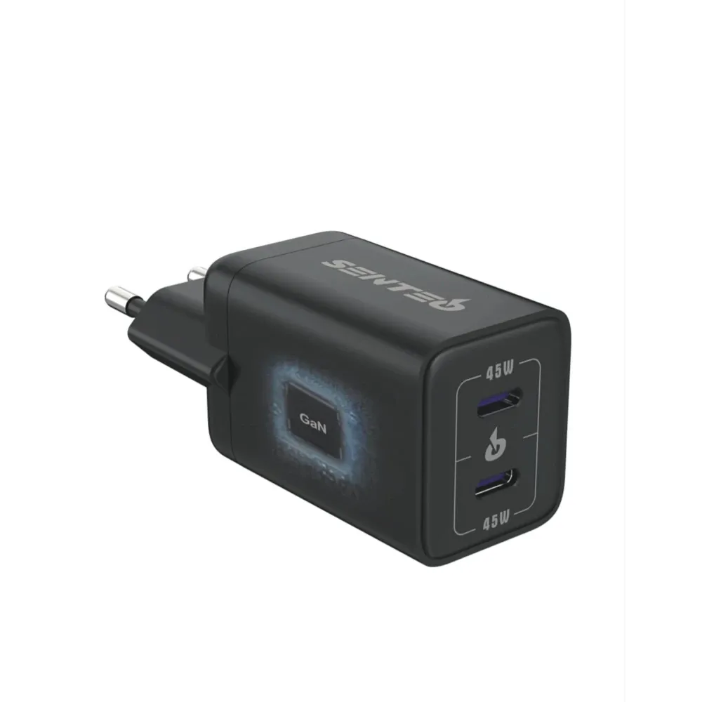 Сетевое зарядное устройство SENTEO Z-12 2USB-C PD3.0 45W Super Fast charge Black
