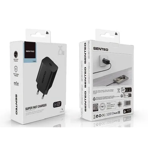 Сетевое зарядное устройство SENTEO Z-13 USB-C 3A PD 25W Black Входное подключение: сеть