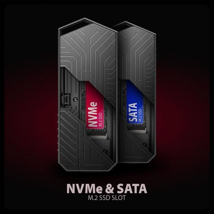 Карман внешний AXAGON USB-C 10Gbps metal box for M.2 NVMe & SATA SSD GAME (EEM2-GAM) (UA)