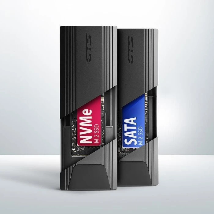 Внешній карман AXAGON USB-C 10Gbps metal box для M.2 NVMe & SATA SSD THIN SCREWLESS (EEM2-GTS2) (UA)