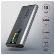 Карман внешний AXAGON USB-C 10Gbps metal box with info display for M.2 NVMe & SATA SSD (EEM2-SD2) (UA)