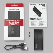 Карман внешний AXAGON USB-C 3.2 Gen 2 metal box for M.2 SATA SSD RAW (EEM2-SBC) (UA)