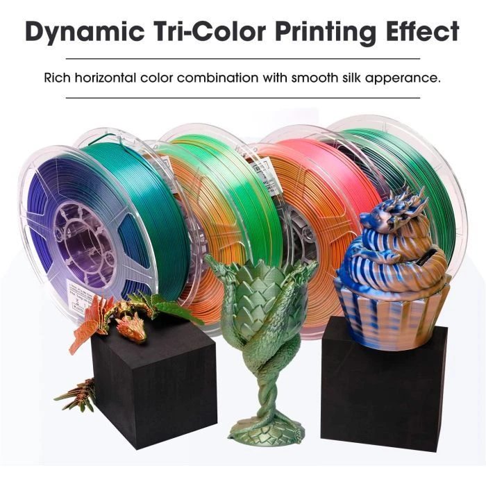 Пластик для 3D-принтера eSUN ePLA-Silk Mystic (triple color), 1,75мм, 1кг, gold-red-green (ePLA-SilkMystic-P175GRG1) (UA)
