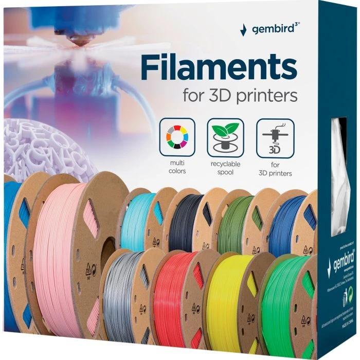 Пластик для 3D-принтера Gembird PLA+, 1.75 мм, 1 кг, білий (3DP-PLA+1.75-02-W) (UA) Тип пластику: PLA; Діаметр: 1.75 мм;