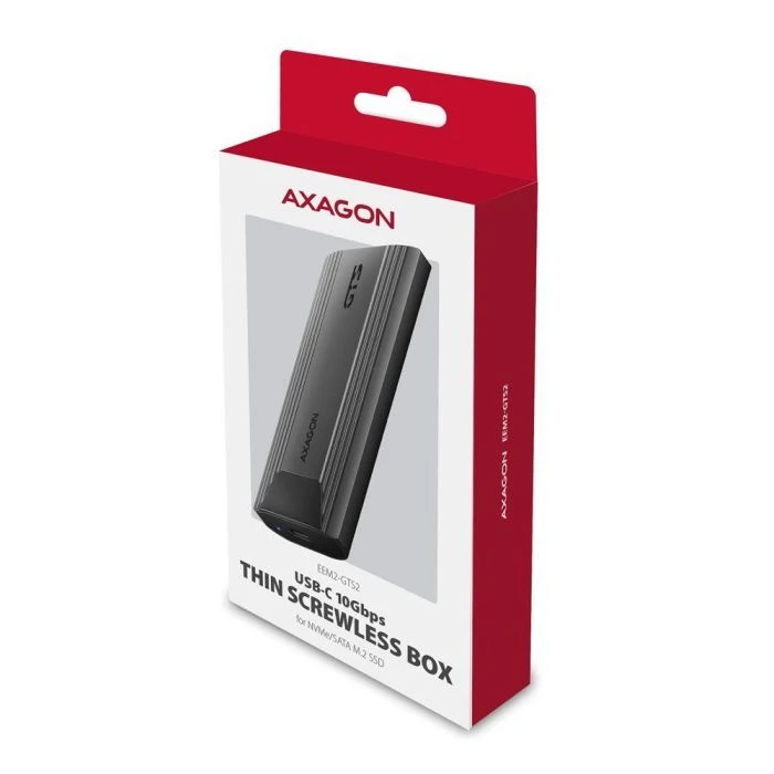 Карман внешний AXAGON USB-C 10Gbps metal box for M.2 NVMe & SATA SSD THIN SCREWLESS (EEM2-GTS2) (UA)