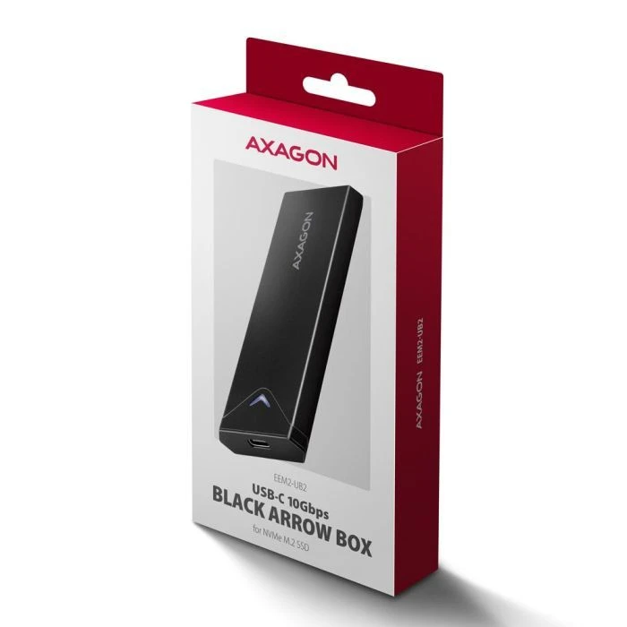 Зовнішній карман AXAGON USB-C 10Gbps metal box for M.2 NVMe SSD BLACK ARROW (EEM2-UB2) (UA)