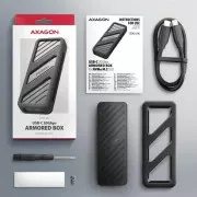 Зовнішній карман AXAGON USB-C 20Gbps metal box for M.2 NVMe SSD ARMORED (EEM2-20G) (UA)