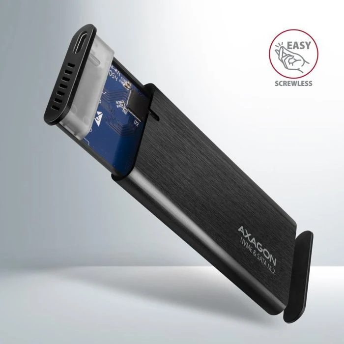 Зовнішній кишеня AXAGON USB-C 3.2 Gen 2 metal box для M.2 NVMe & SATA SSD RAW (EEM2-SB2) (UA) Форм-фактор: M.2; Габарити: 94 x 41 x 10