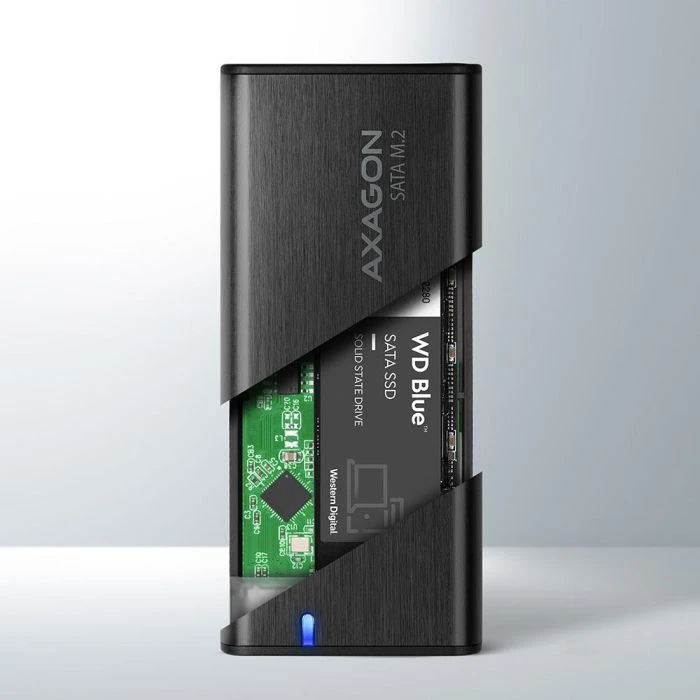 Зовнішній карман AXAGON USB-C 3.2 Gen 2 metal box для M.2 SATA SSD RAW (EEM2-SBC) (UA)