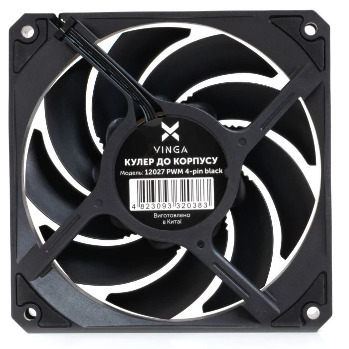 Кулер для корпуса Vinga 12027 PWM 4-pin black (UA)