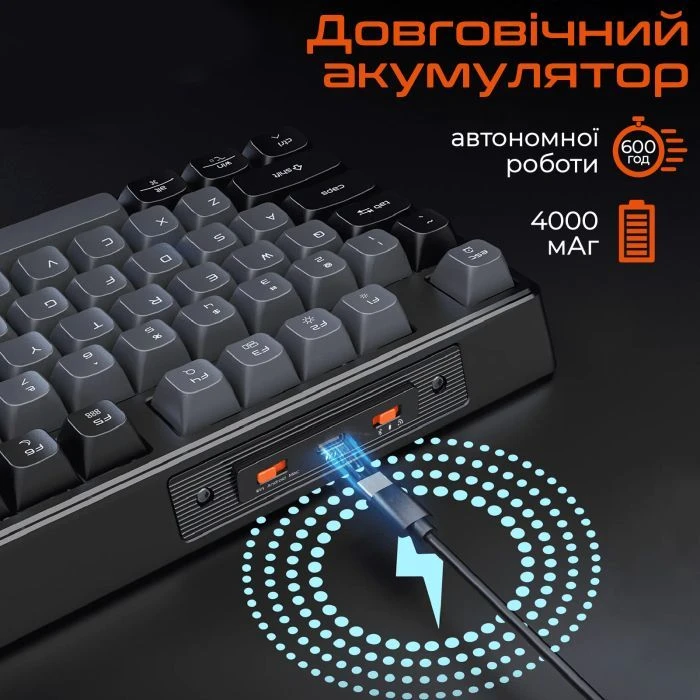 Meetion MK14 Bluetooth/USB Type-C Black (MT-MK14-A-RUA) (UA) Конструкция: механическая;