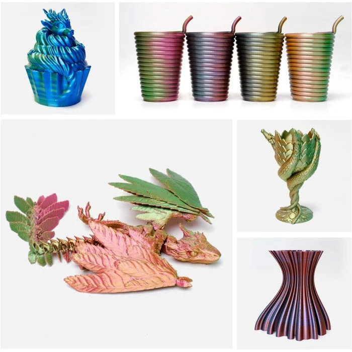 Пластик для 3D-принтера eSUN ePLA-Silk Mystic (три кольори), 1,75мм, 1кг, gold-red-green (ePLA-SilkMystic-P175GRG1) (UA)