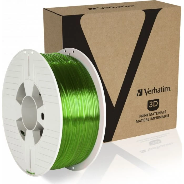 Пластик для 3D-принтера Verbatim PETG, 1.75 мм, 1 кг, Green Transparent (55057) (UA) Тип пластика: PETG; Диаметр: 1.75 мм;