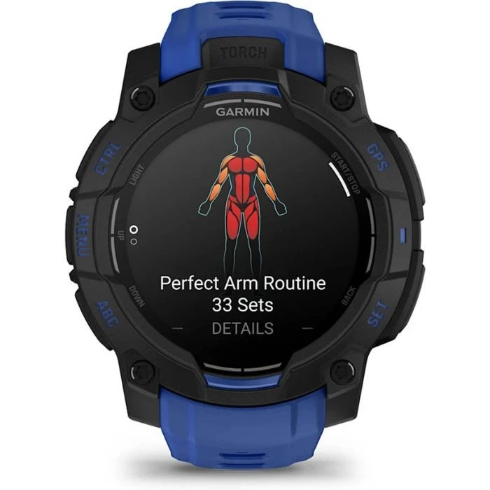 Смарт-часы Garmin Instinct 3, 45mm, AMOLED, Black with Bolt Blue Band, GPS (010-02936-03) (UA)