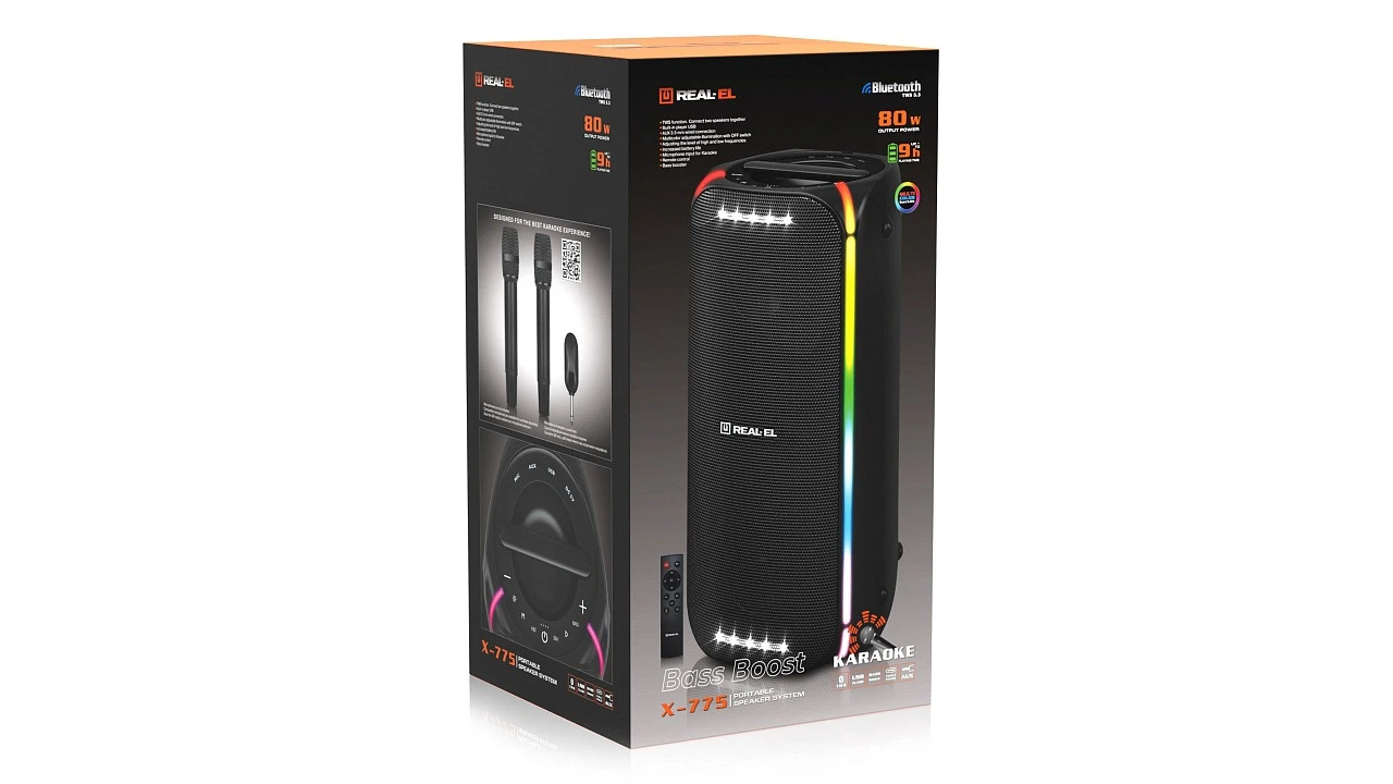 REAL-EL X-775 Black (UA) Формат акустики: 1.0; Мощность: 80