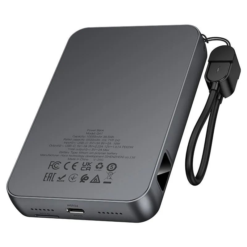 HOCO Q47 (10000mAh) Shine PD20W power bank with game console (Metal gray)