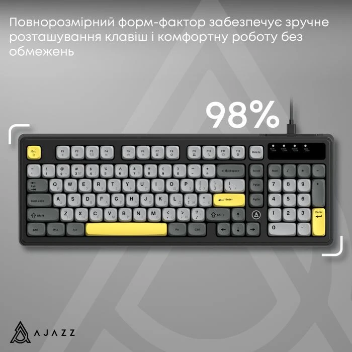 а Ajazz AF98 USB UA Black/Grey/Yellow (AF98-BGY) (UA)