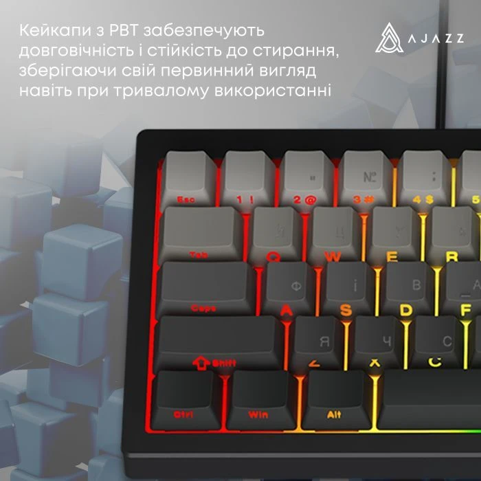 а Ajazz AK650 Day Dream Switch Gradient USB UA Black (AK650-DD-BG) (UA) Тип: з підсвіткою,ігрова;