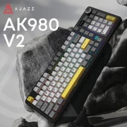 а Ajazz AK980 V2 Gift Switch V2 Wireless/Bluetooth/USB UA Black/Grey/Yellow (AK980-V2-G-BGY) (UA)