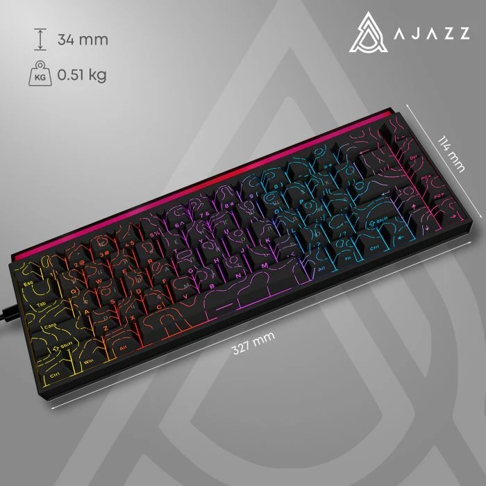 а Ajazz NK68 Red Switch USB UA Black (NK68-R-S-B) (UA) Інтерфейс підключення: USB;