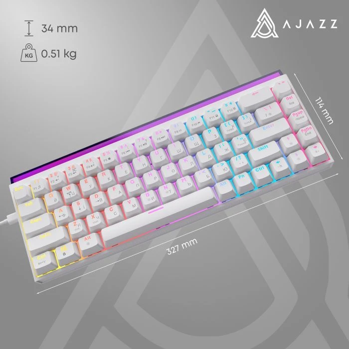 а Ajazz NK68 Red Switch USB UA White (NK68-R-W) (UA) Інтерфейс підключення: USB;