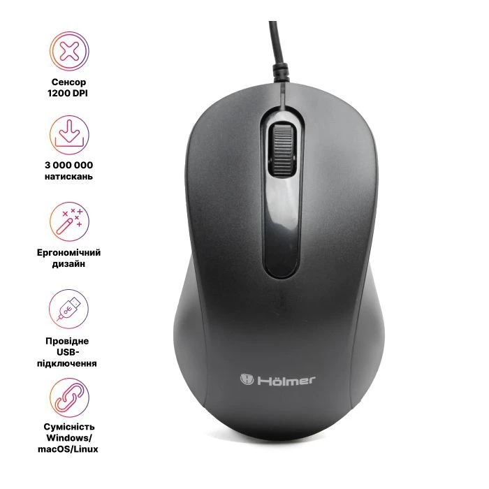 а Holmer M-01OF USB Black (M-01OF) (UA) Тип: Класичні; Підключення: