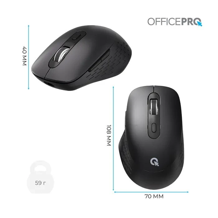 а OfficePro M265B Wireless/Bluetooth Silent Click Black (M265B) (UA) Тип: Безшумні, Класичні;