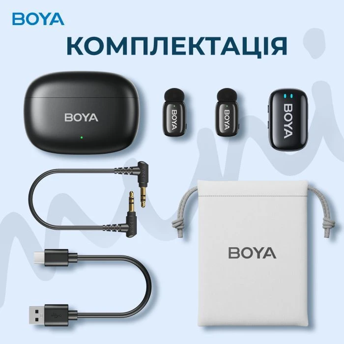 Boya mini-18 3,5 мм/TRS/Type-C Black (mini-18) (UA) Тип: конденсаторный; Назначение: