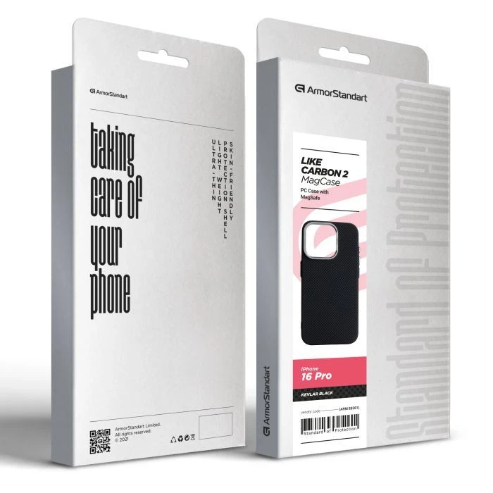 Чохол для мобільного телефону Armorstandart LikeCarbon2 MagCase Apple iPhone 16 Pro Kevlar Black (ARM88381) (UA)