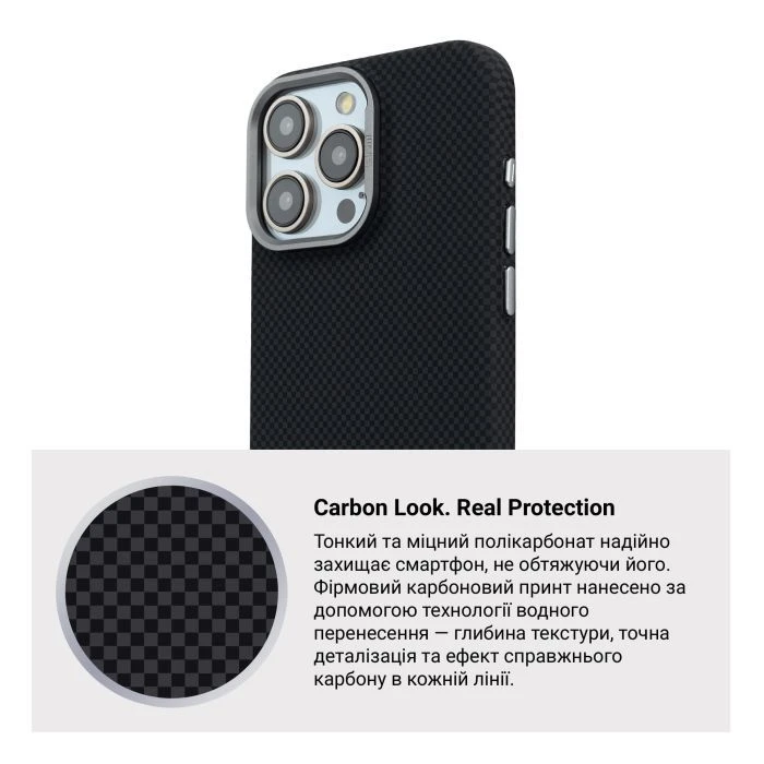 Чехол для мобильного телефона Armorstandart LikeCarbon2 MagCase Apple iPhone 16 Pro Max Kevlar Black (ARM88382) (UA)