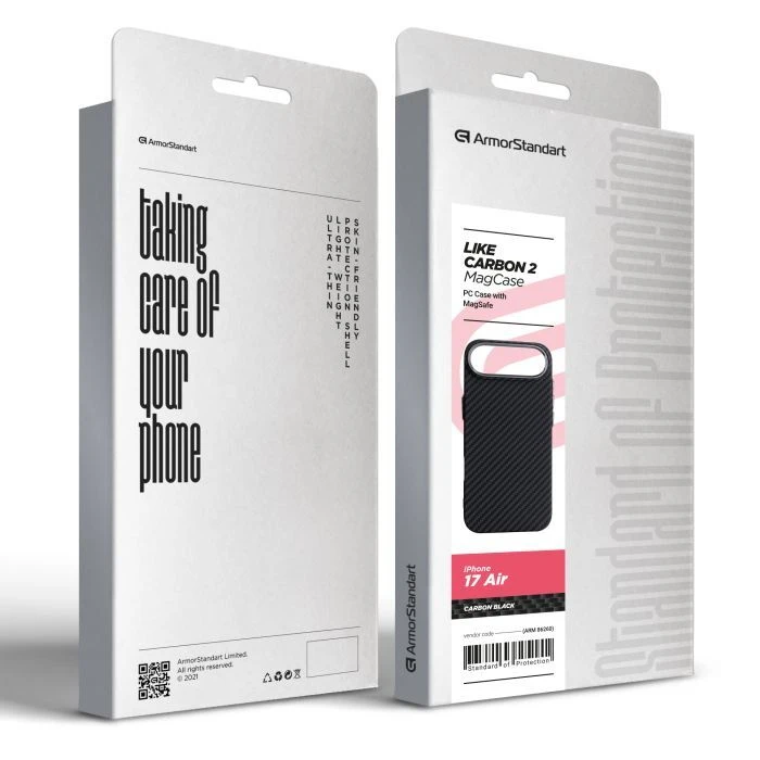 Чехол для мобильного телефона Armorstandart LikeCarbon2 MagCase Apple iPhone 17 Air Carbon Black (ARM86260) (UA)