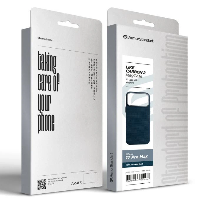Чехол для мобильного телефона Armorstandart LikeCarbon2 MagCase Apple iPhone 17 Pro Max Kevlar Dark Blue (ARM88553) (UA)