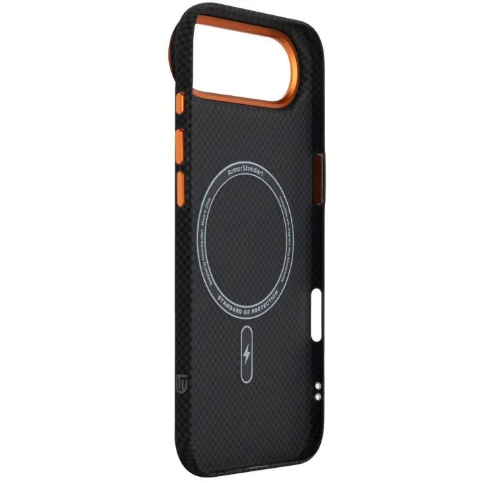Чехол для мобильного телефона Armorstandart LikeCarbon2 SE MagCase Apple iPhone 17 Air Kevlar Black Orange (ARM89166) (UA)