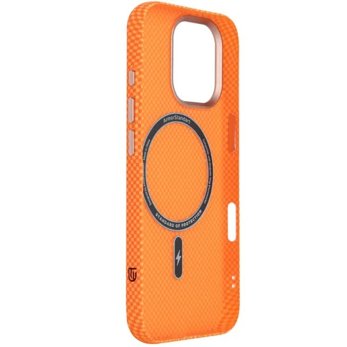 Чехол для мобильного телефона Armorstandart LikeCarbon2 SE MagCase Apple iPhone 17 Kevlar Orange Rose Gold (ARM89167) (UA)
